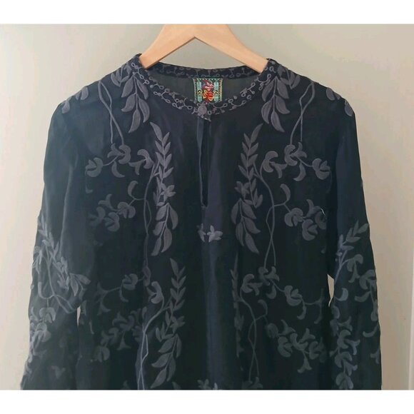 Johnny Was Sasha Embroidered Tie Front Blouse - Picture 2 of 12